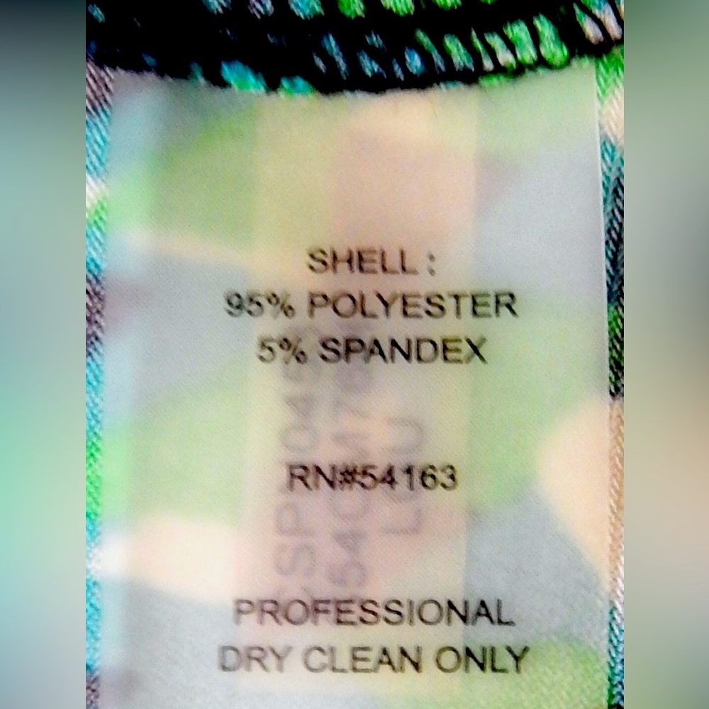 Calvin Klein Top Green/Teal/Black Bordered Pleated Neck Sleeveless EUC Size Sm - Picture 3 of 13